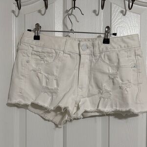 Express- Women's White Distressed Denim Shorts- size 4